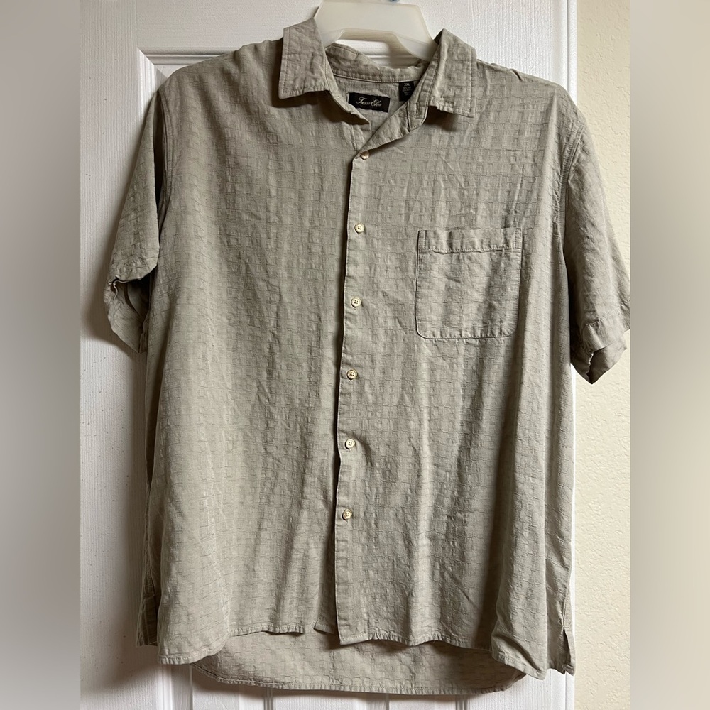 Tasso Elba Tan Casual Button Down Shirt Short Sleeve